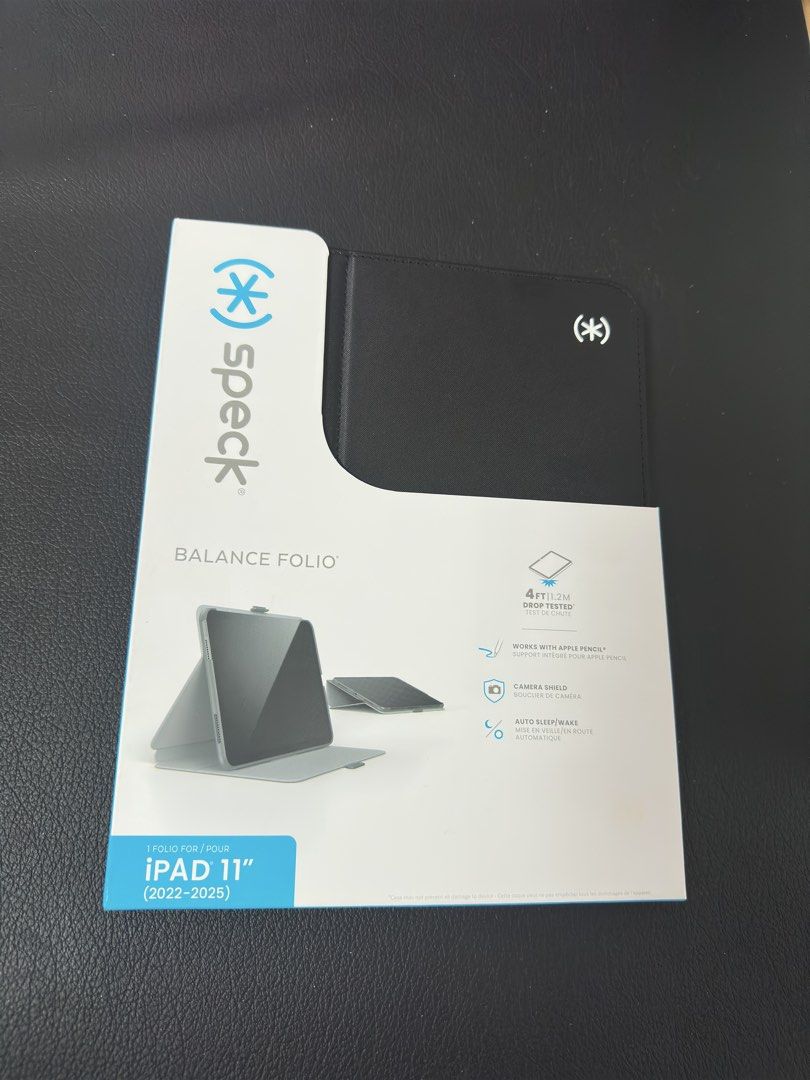 Speck Balance Folio iPad 11" (Category: iPad) located in Davao. Submitted by mblee322 (Listing ID 1453639872, Image 1). Description: - Brand: Speck - Model: Balance Folio - Compatible with: 11" iPad (2022-2025) - Features: Multi-angle viewing stand, secure closure, protective interior - Condition: Excellent, like new *Free Tempered Glass.