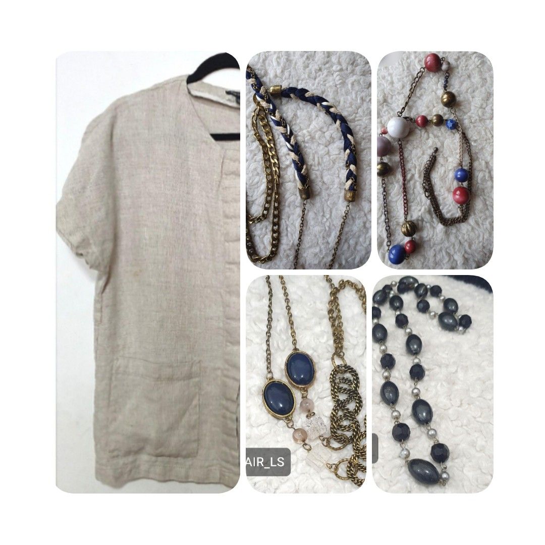 TAKE ALL: MANGO BLOUSE + PARFOIS & F21 NECKLACES (Category: Necklaces) located in Makati City. Submitted by fr_lll (Listing ID 1453678087, Image 1). Description: TAKE ALL: MANGO BLOUSE + PARFOIS & F21 NECKLACES MANGO BROWN BLOUSE - Store bought - Medium - Pre-loved - Used 1x only - Belt no longer available - Faint stain on upper left back, else in very good condition PARFOIS NECKLACE (Top Left Photo) Brand: Parfois Condition: Pre-loved. Used 2x o