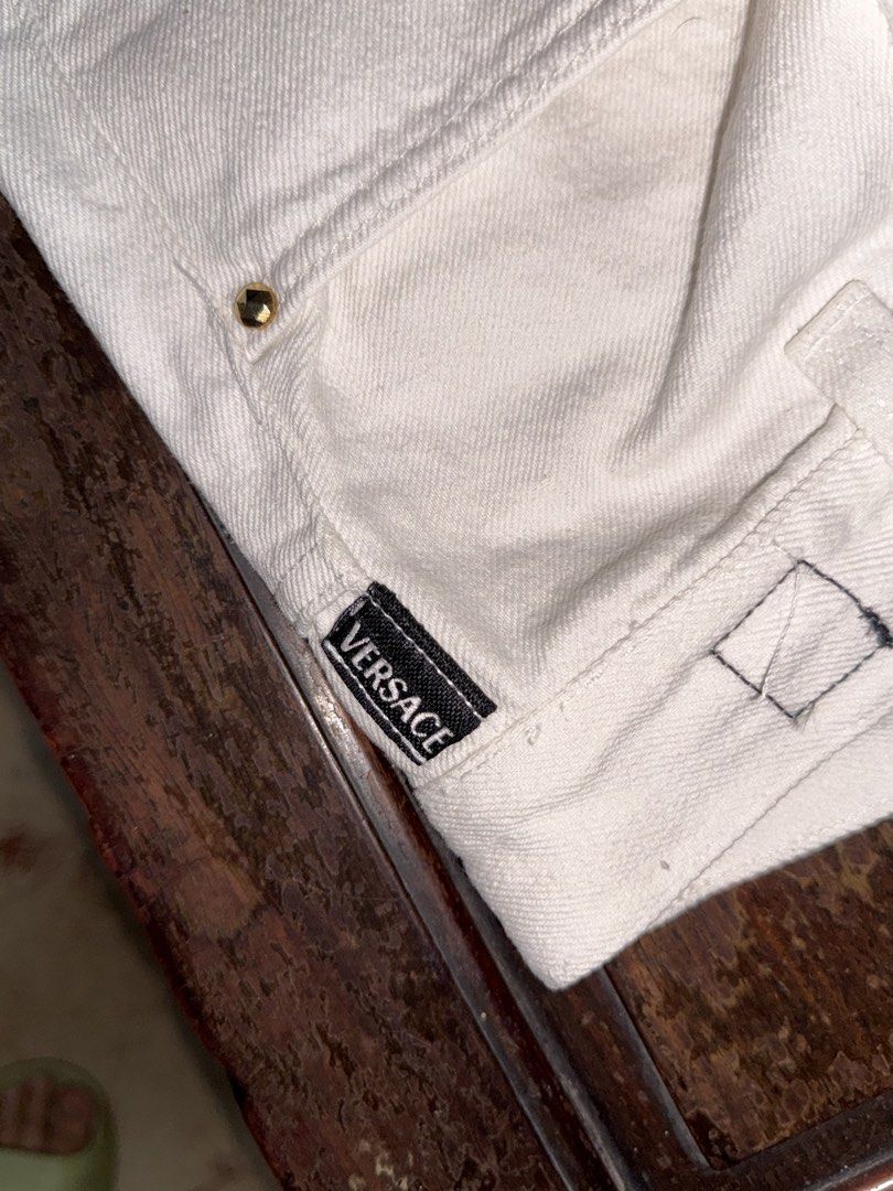 Thrifted Versace Pants (Category: Jeans) located in Manila. Submitted by afyuuu_ (Listing ID 1453785613, Image 3). Description: - fits 24-25 waistline - semi highwaist - no when worn - bought from IG .
