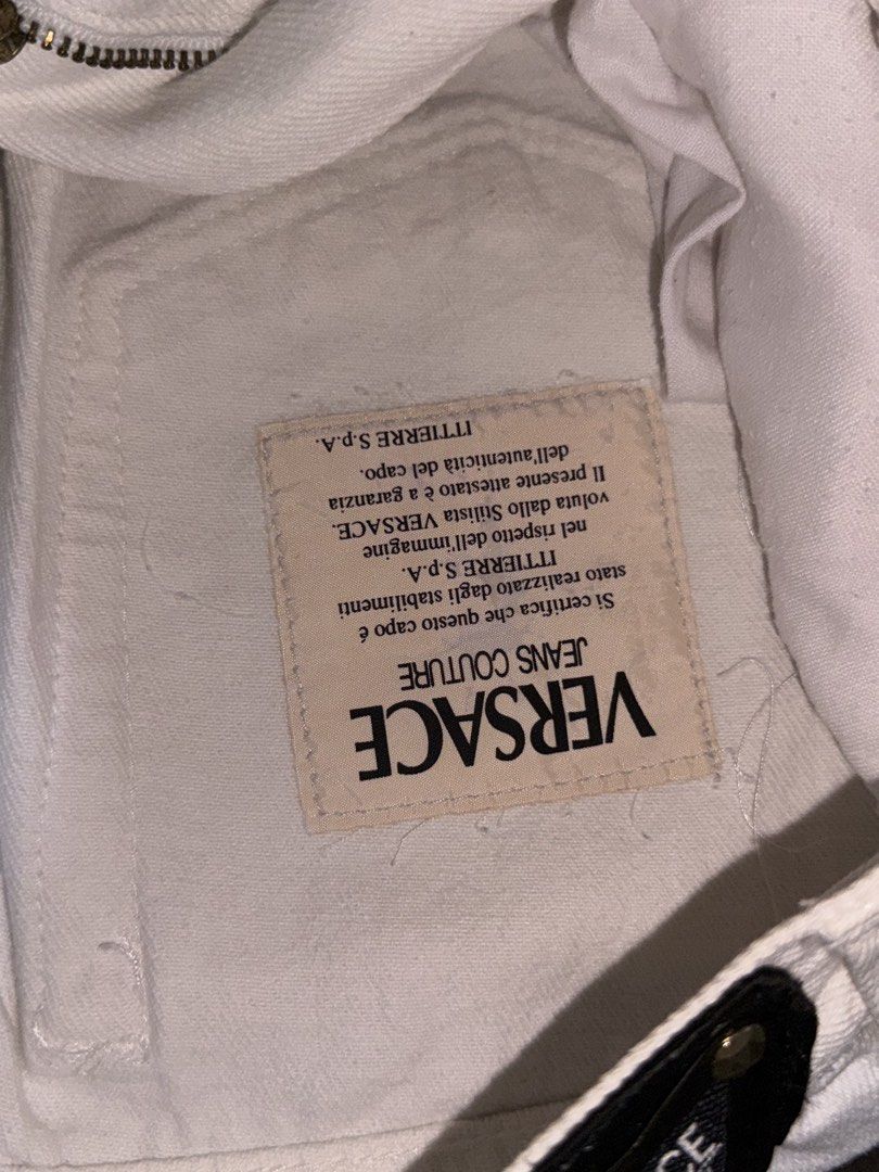 Thrifted Versace Pants (Category: Jeans) located in Manila. Submitted by afyuuu_ (Listing ID 1453785613, Image 1). Description: - fits 24-25 waistline - semi highwaist - no when worn - bought from IG .