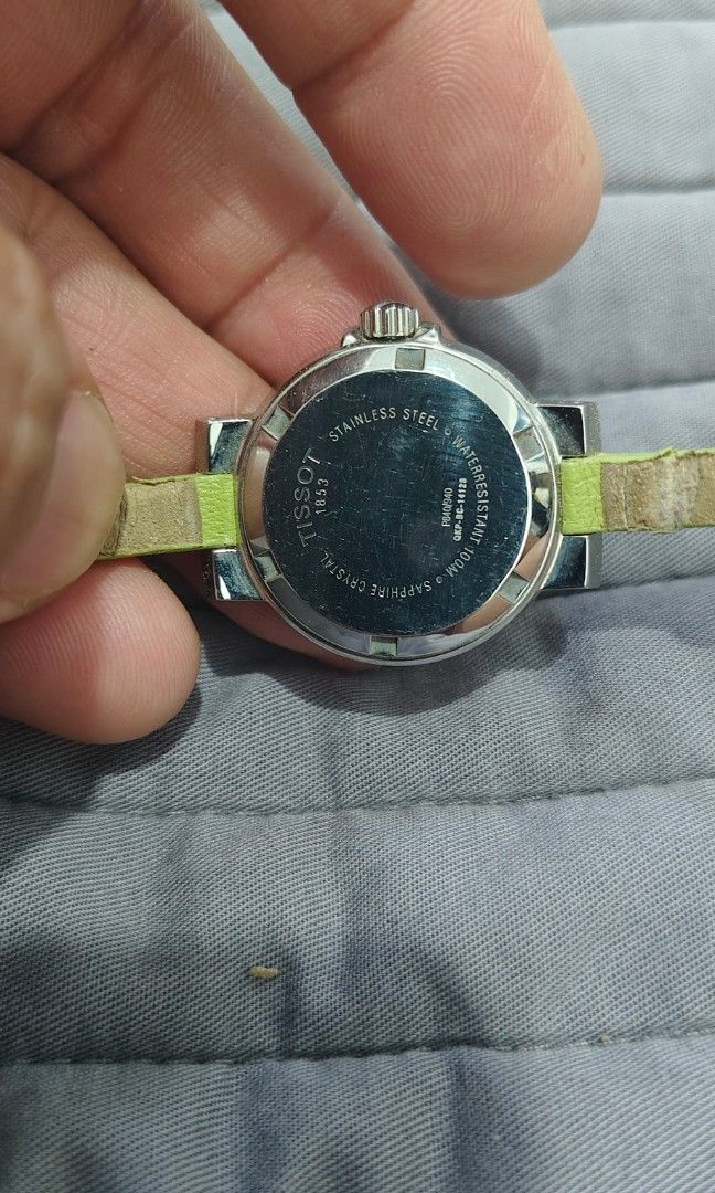 Tissot Spicy (Ladies Watch) (Category: Women's Watches) located in Cebu City. Submitted by aceoftime (Listing ID 1453710262, Image 2). Description: Like new! In good working condition Swiss Made Powered by swiss quartz with date display at 4 o'clock Scratch resistant sapphire crystal Original vibrant green leather band Watch only Our Guarantee: 💯 Authentic All watches are checked by our experienced tech to ensure good functionality Please manage