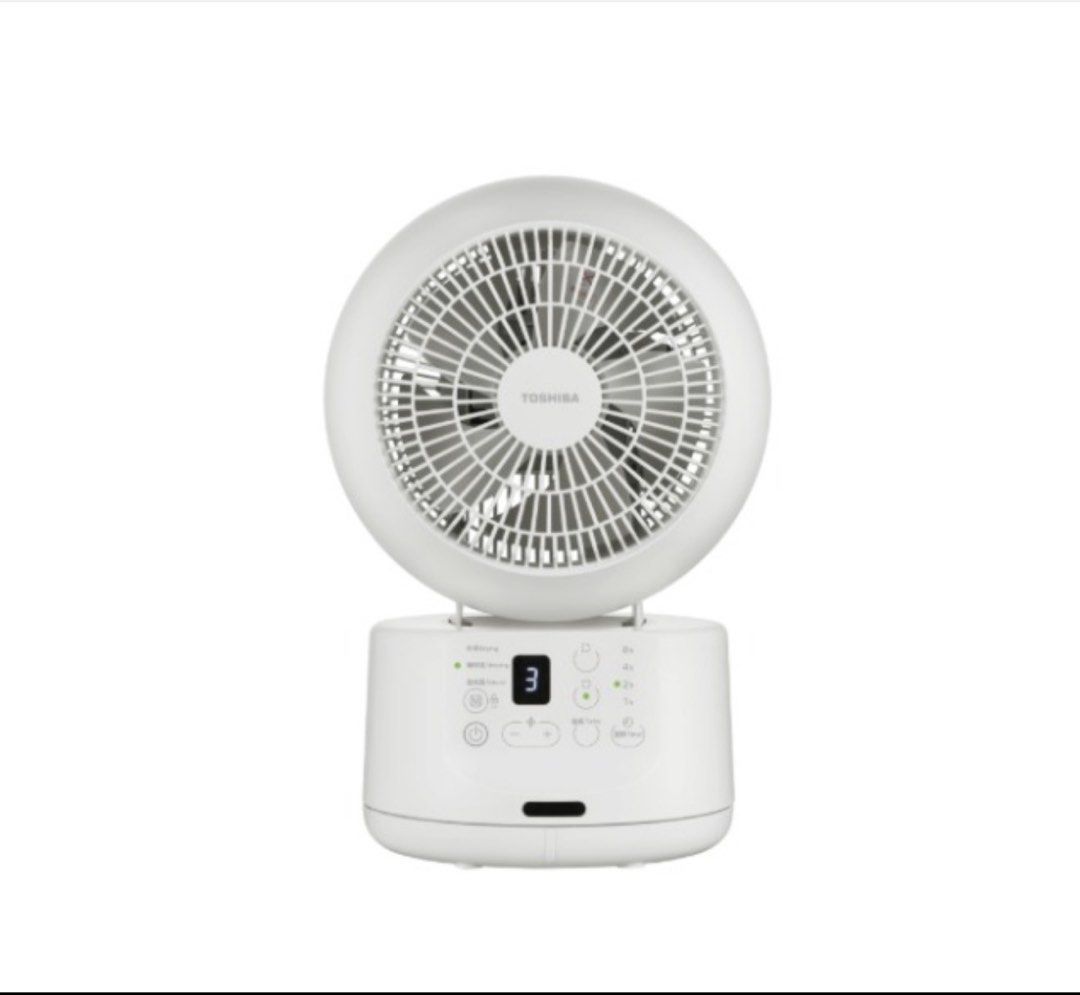 Toshiba White Electric Desk Fan 東芝6吋檯扇 （分類：冷氣機及暖風機）位於 Hong Kong。 由 mofusandddd 提交（商品編號 1453695047，圖片 1）。簡介： White Toshiba desk fan. Has a digital display showing speed setting '3'. Multiple speed and timer settings available. Compact design, good for any desk or tabletop. Works well.。
