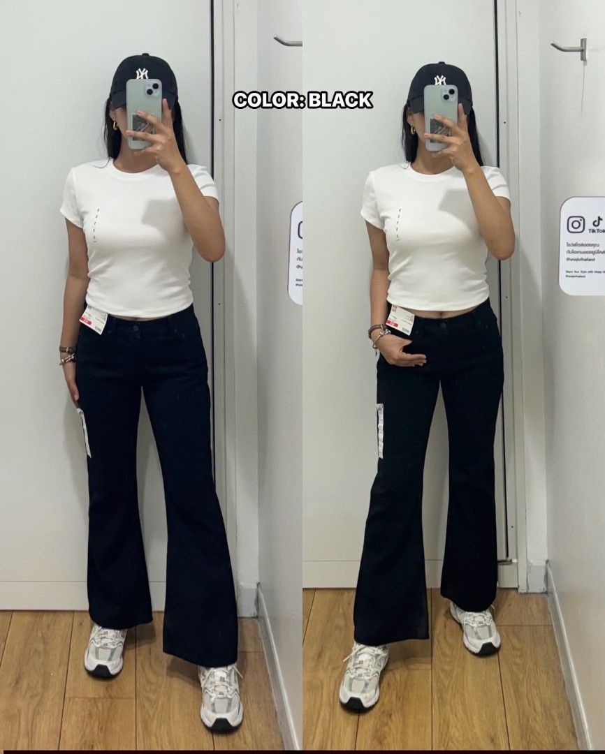 UNIQLO BOOTCUT FLARE DENIM PANTS (Size 22) (Category: Jeans) located in Manila. Submitted by itsmethal (Listing ID 1453628309, Image 1). Description: Size 22 (Waist 27) color Black Original Price 1990 Selling Price- 1,200 .