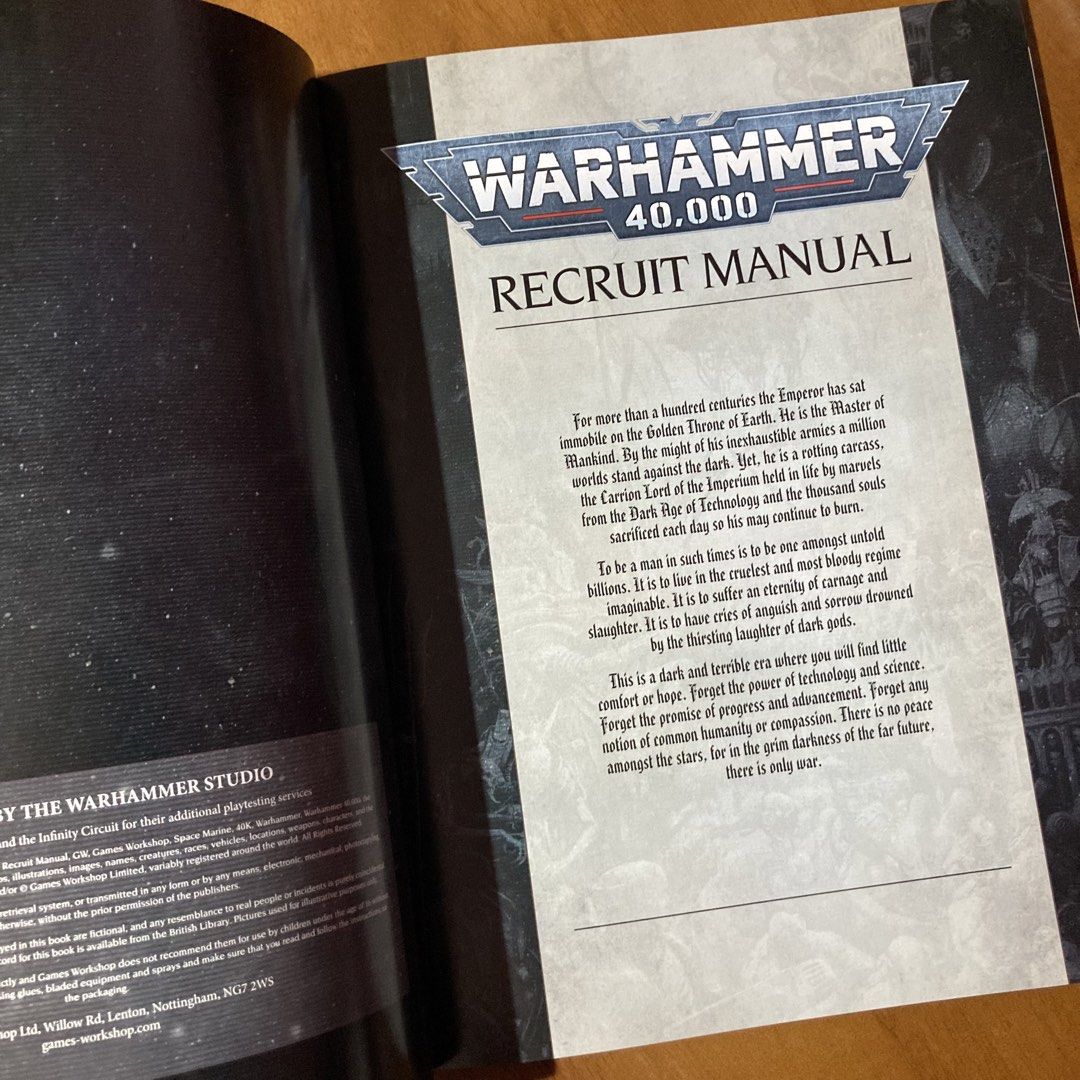 Warhammer 40,000 Recruit Manual (Category: Storybooks) located in Mandaluyong City. Submitted by booksforkeeps (Listing ID 1453662352, Image 3). Description: Paperback Used Very Good condition.
