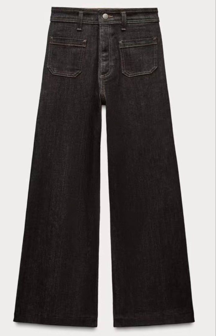 zara black denim marine pants with pockets (Category: Jeans) located in Manila. Submitted by fayekim (Listing ID 1453663301, Image 1). Description: used once only! size EU34 XS hard to let go 🤧.