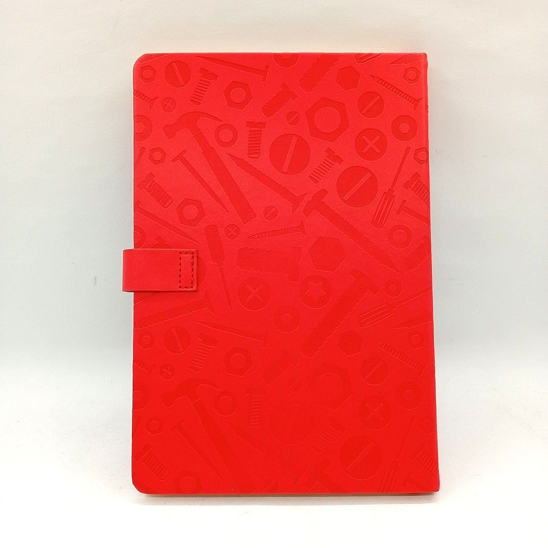 2023 Red Hardbound Journal Notebook (Category: Stationery & School Supplies) located in Imus. Submitted by mostlyvintage (Listing ID 1453876121, Image 2). Description: 🎀 ideal to repurpose for junk journaling 🎀 🎀 red notebook from Ace Hardware 🎀 🎀 features a cool embossed pattern of tools (hammers, screws, nuts) 🎀 🎀 strap closure with Ace Hardware logo which can be easily removed 🎀 🎀 includes a ribbon bookmark 🌸 for fashion finds and ot