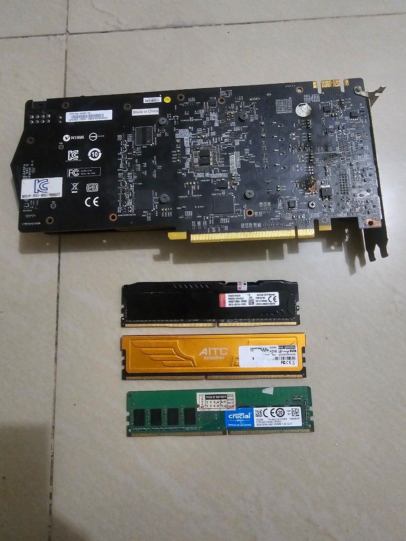 8gb ddr4 3pcs with free def gpu 4gb (Category: Computer Parts) located in Bacoor. Submitted by ginaxis15 (Listing ID 1453863874, Image 2). Description: Last price: 2500 bundle Working (tested 3pcs memory) kahit itest nyo ulit dala ka pangtest 3200, 3000, 2400mhz with Free def. Gpu 4gb for pickup molino bacoor cavite di palagi online 09911820458.