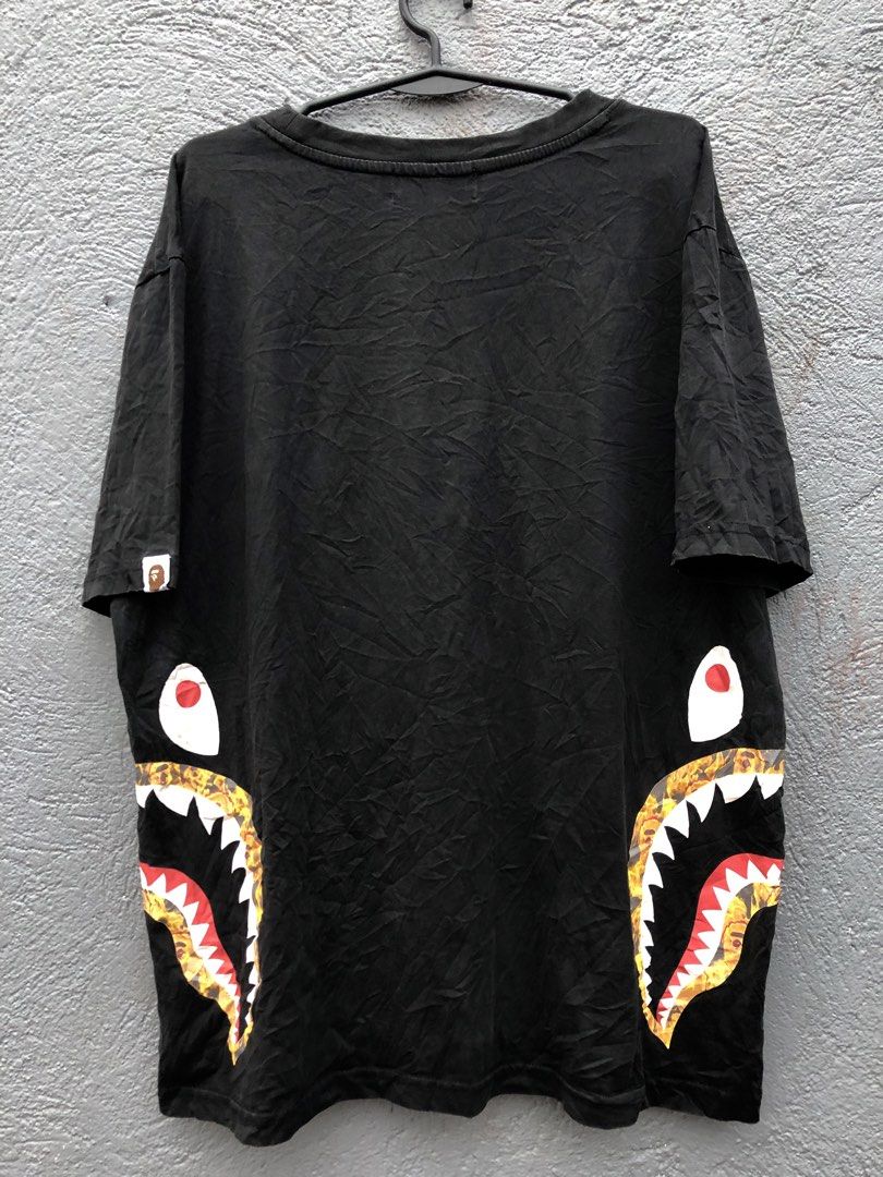 A Bathing Ape (BAPE) Side Shark Tee (Black / Fire Camo, Size 2XL) (Category: Activewear) located in Caloocan City. Submitted by neonfinds (Listing ID 1453976518, Image 2). Description: 📍Las Piñas City 📩Dm Dm Dm 📦Jnt/Lalamove.