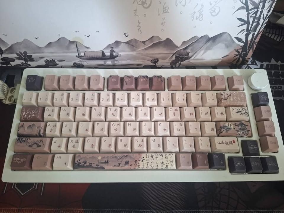 AKKO PBT Mountain Seclusion keycaps (Category: Computer Keyboard) located in Caloocan City. Submitted by granddragon_9213ab (Listing ID 1453991733, Image 1). Description: -Originally 2895. Rush, so price is negotiable. Will only attempt to sell until aug 10. - Unique Japanese landscape design (mountains, boats, traditional script) - Muted earth tones for a vintage aesthetic - Compatible with most mechanical keyboards - Elevate your keyboard setup