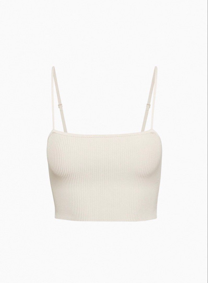 Aritzia Babaton Sculpt Knit White Cami Cropped Top (Category: Sleeveless) located in San Juan City. Submitted by keep.it.clean (Listing ID 1453860292, Image 2). Description: - everyday basic essential - adjustable straps This is a fully fashioned cropped tank with adjustable straps and a square neckline. It’s made with Sculpt Knit — Babaton’s signature figure-smoothing yarn. The perfect amount of stretch hugs in the right places to shape and scul