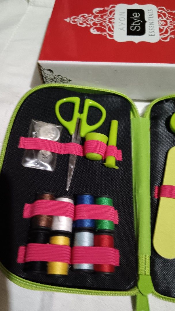 Avon Style Essentials Sewing & Manicure Kit (Category: Hands & Nails) located in Pasay City. Submitted by keenfox.a73ed0 (Listing ID 1453927420, Image 2). Description: - Adorable floral print travel case - Inside: mini sewing kit (thread, needles, buttons) - Inside: mini manicure set (clippers, file, brush) - Ideal for on-the-go emergencies or travel - Comes with original box.