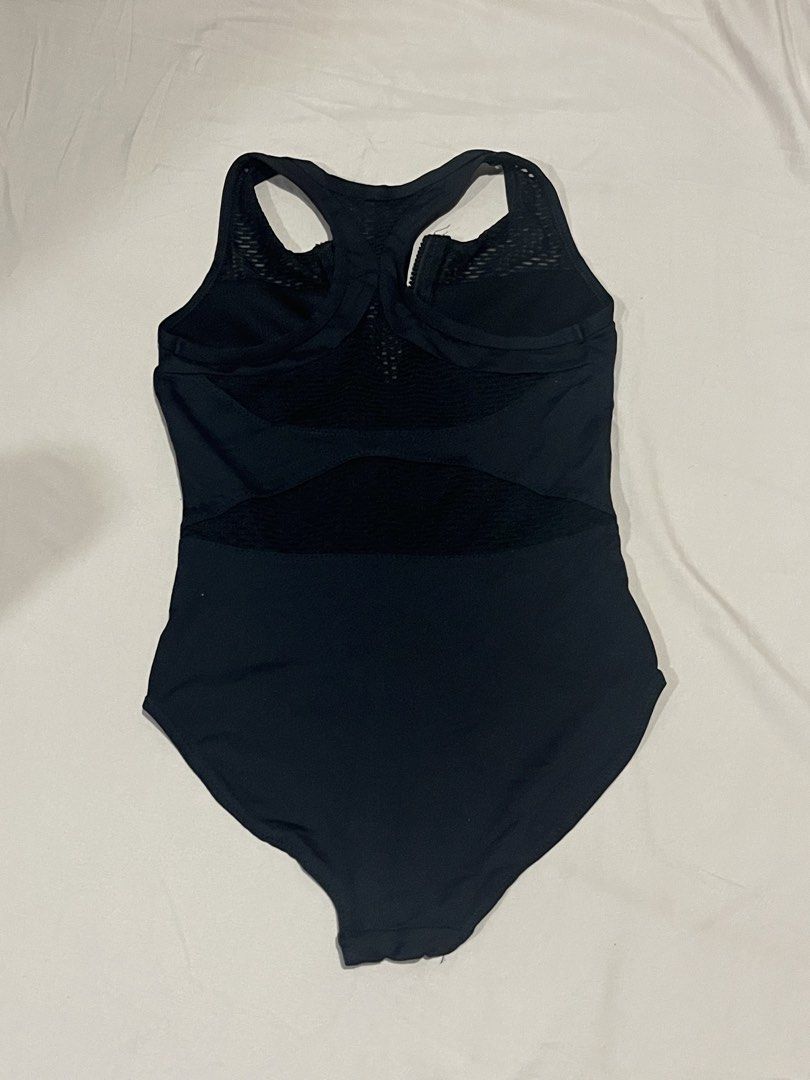 Black Zip up Leotard (Category: Bikinis & Swimsuits) located in Manila. Submitted by ceeejdec (Listing ID 1453929524, Image 3). Description: - Functional front zipper with ring pull - w mesh detailing on upper chest and back - racerback design.