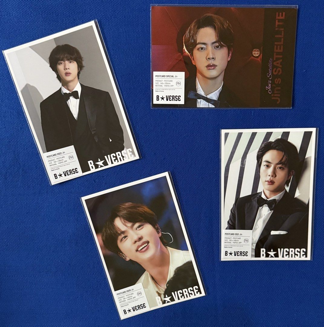 BTS Jin Bverse B⭐️verse Postcards (Category: K-Wave Merchandise) located in Marikina City. Submitted by all4bangtan (Listing ID 1453935017, Image 1). Description: - on hand -sealed -P80 each/P200 set of 4.