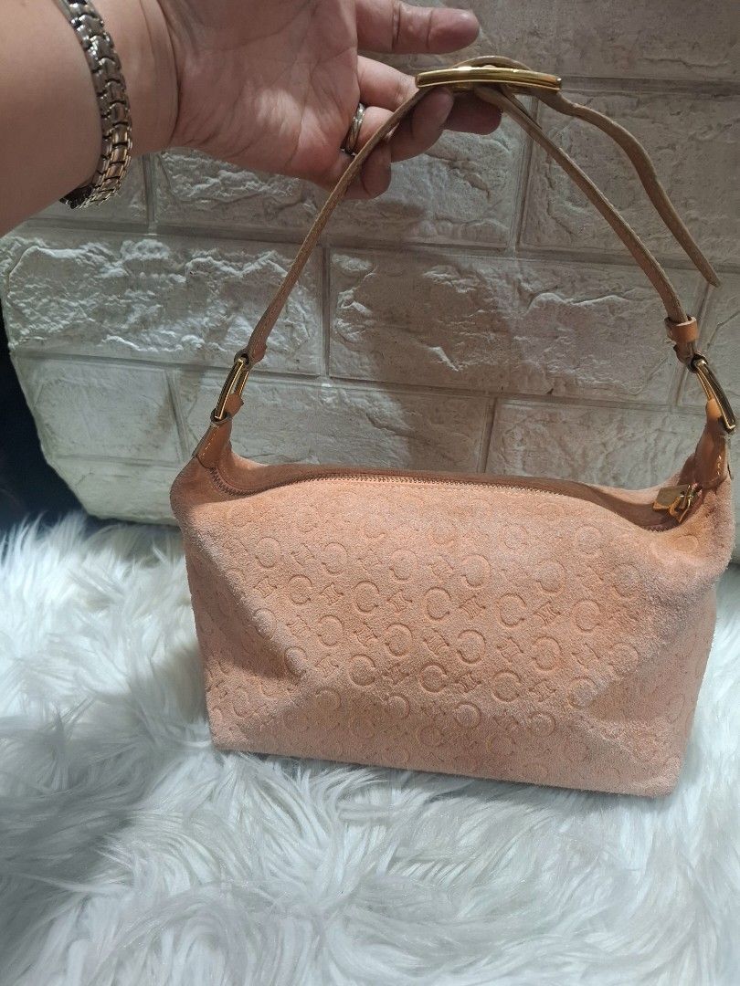 Celine Suede Monogram Shoulder Bag Peach (Category: Looking For) located in Baguio. Submitted by jhaz_bags (Listing ID 1453970110, Image 2). Description: no rubs suede material medyo faded nice in actual orig.