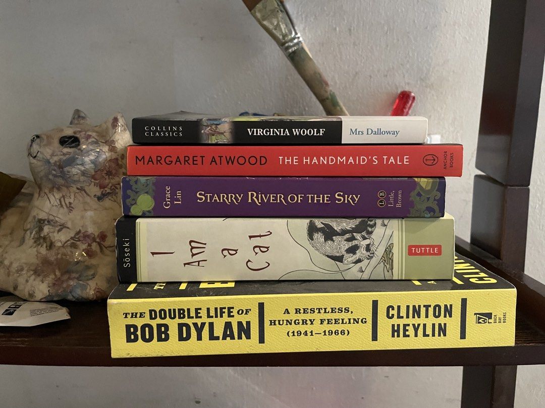 Books for sale (Category: Storybooks) located in Mandaluyong City. Submitted by lrcjunk (Listing ID 1453818084, Image 1). Description: - Books for sale - The Handmaid's Tale (Margaret Atwood) 300php [SOLD] - Mrs Dalloway (Virginia Woolf) 50php -Double Life of Bob Dylan (Clinton Heylin) 150php [SOLD] - I Am a Cat (Soseki) 1,100Php - Starry River of the Sky (Grace Lin) 100php - Madonna of the Mountain (Elise Valmorbida) 200php [SOLD] - The Ladies' 