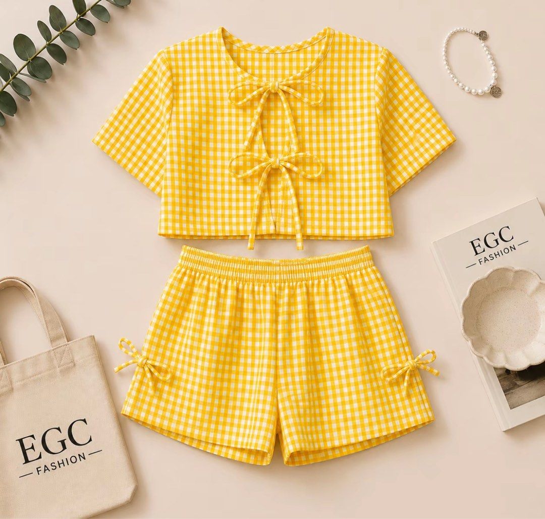 Coords gingham (Category: Sets or Coordinates) located in Daraga. Submitted by miss_vanana (Listing ID 1453874223, Image 2). Description: COORDS GINGHAM —available color •yellow •black —size both •bust (37-44) •waist (34-42).
