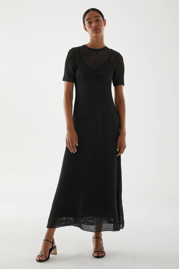 COS | Knitted Paper Dress (Category: Dresses) located in Taytay. Submitted by _deya (Listing ID 1453835232, Image 2). Description: Brand: COS Tagged Size: S Color: Gray Material: 100% Paper Knit (Knitted Part), Woven Part: 100% Polyester Measurements (laid flat): - Bust: 14” - Waist: 13.5” - Hips: 16” - Length: 56.5” Authentic COS paper knit maxi dress. Flaws: None Payment: Payment first. Shipping: J&T Express (shipping fee will be shouldered by 