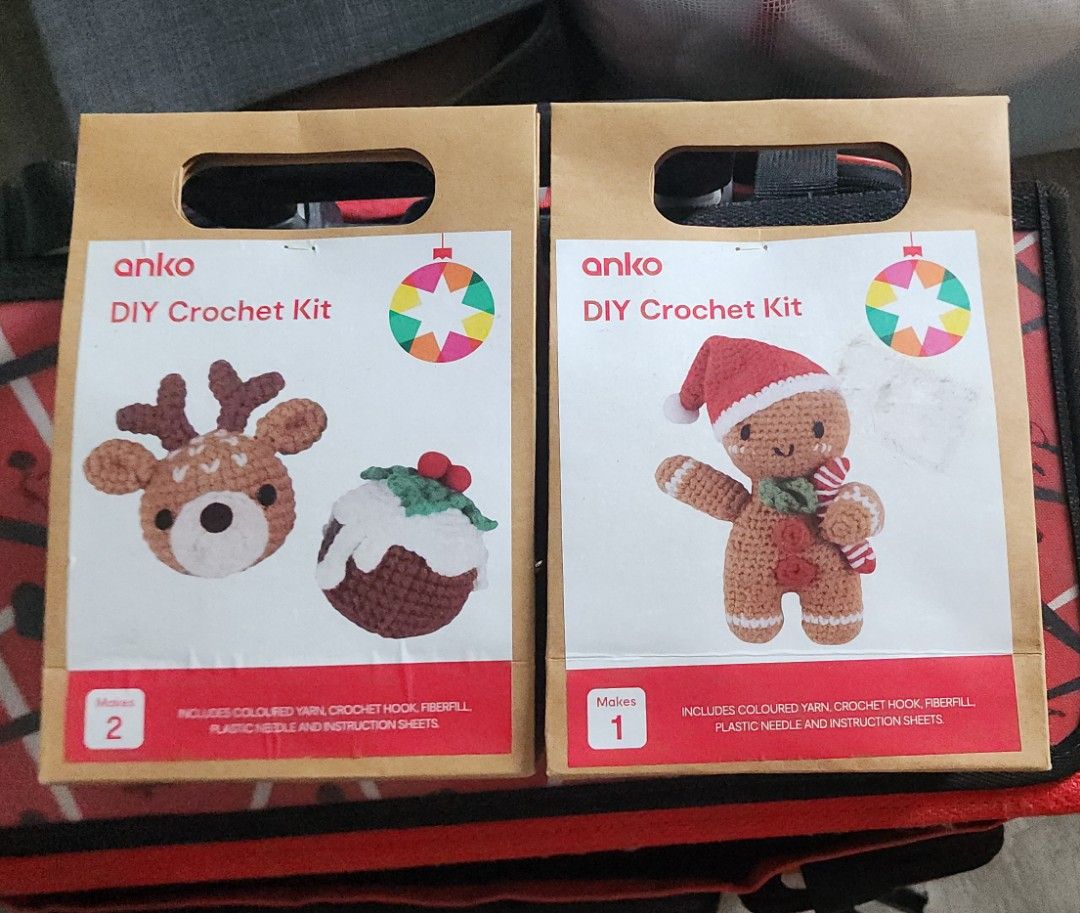 CROCHET KIT CHRISTMAS (Category: Handmade Craft) located in Binan City. Submitted by deannequin1717 (Listing ID 1453844591, Image 1). Description: RFS: Decluttering Gingerbread - 4 pcs Reindeer - 3 pcs.