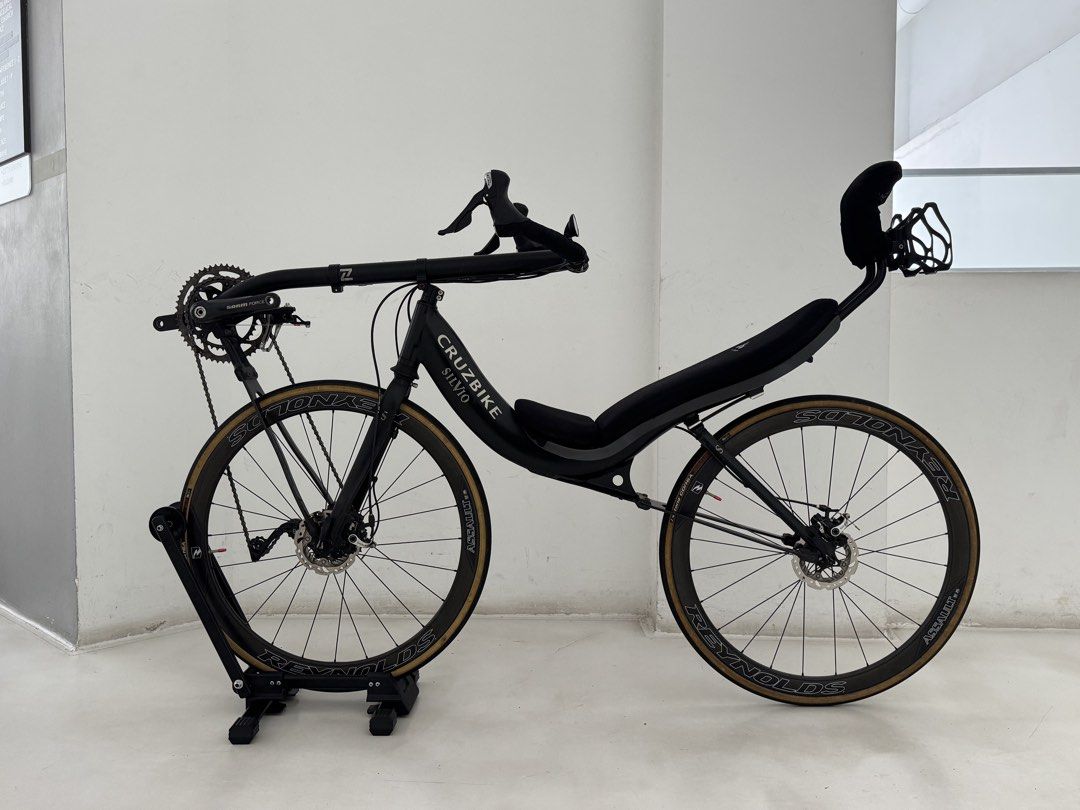 Cruzbike Silvio S30 - Recumbent Bike (Category: Bicycles) located in Singapore. Submitted by ivan.liew (Listing ID 1453896642, Image 2). Description: - Cruzbike Silvio S30, in between Cruzbike S40 and V20 with 30 degree seat angle. - Front wheel drive, moving bottom bracket recumbent. - Uses standard road bike groupset, 700c wheels. - Faster and more comfortable than any road or TT bike on the flats due to aerodynamics and ergonomics. - Safer cos