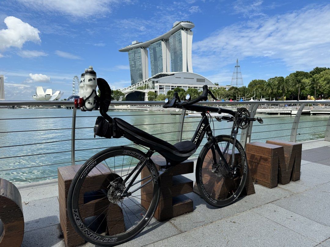 Cruzbike Silvio S30 - Recumbent Bike (Category: Bicycles) located in Singapore. Submitted by ivan.liew (Listing ID 1453896642, Image 3). Description: - Cruzbike Silvio S30, in between Cruzbike S40 and V20 with 30 degree seat angle. - Front wheel drive, moving bottom bracket recumbent. - Uses standard road bike groupset, 700c wheels. - Faster and more comfortable than any road or TT bike on the flats due to aerodynamics and ergonomics. - Safer cos