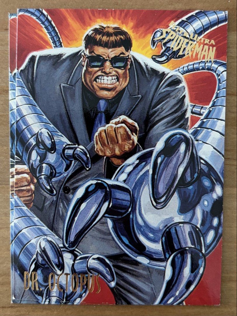 Dr. Octopus | Marvel Cards ~ 1995 Fleer Ultra Spider-Man (Category: Raw Singles) located in Makati City. Submitted by cardlab (Listing ID 1453815318, Image 1). Description: Items are 💯 authentic/original/legit. About The Card: • Fleer Ultra Spider-Man '95 • Card No. 19 FOR: • Cards ₱99 and below with Card Sleeves • Cards ₱100 and up with Used Toploader • ₱10 for Bnew Tops Packaging (If Shipping): ✔️ Plastic cover ✔️ Cardboard ✔️ Bubble wrap NOTE