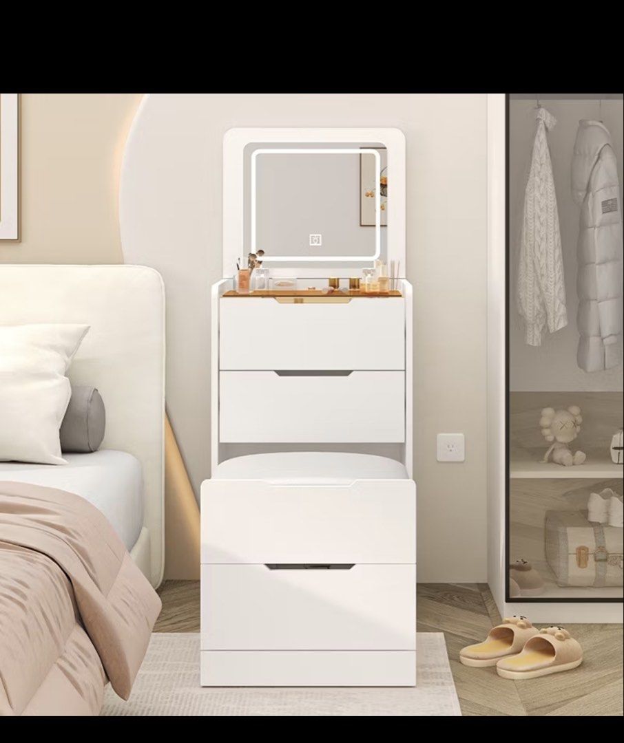 Dressing Table Vanity Table (Category: Shelves, Cabinets & Racks) located in Singapore. Submitted by catchavibeshop (Listing ID 1453820527, Image 1). Description: Vanity Table from S shop Bought this year , dm for photos Self assembled 60 x40x48 Defect : Staining in the drawers Please arrange delivery by yourself .