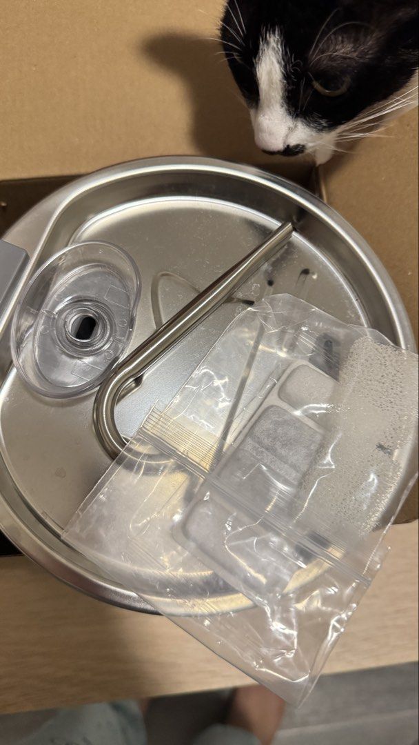 Electric Drinking Water Fountain for Cats (Category: Homes & Other Pet Accessories) located in Davao. Submitted by vannylla_ (Listing ID 1449820161, Image 3). Description: Electric drinking water fountain for cats ⭐️ Used once only ⭐️ Made of stainless steel ⭐️ With backup water filter (sponge) RFS: my cats prefer drinking from an old plastic container 🥲 For more details, just pm me. .