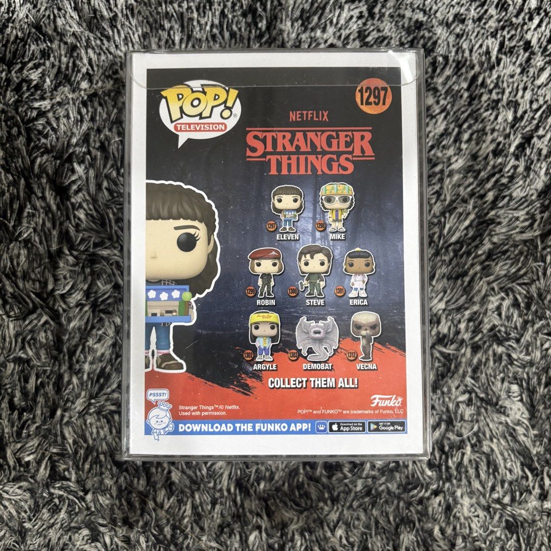 Eleven Stranger Things Funko Pop 1297 (Category: Figurines & Statues) located in Pasig City. Submitted by dr1zzy (Listing ID 1453855099, Image 2). Description: - Funko Pop Figure: Eleven from Stranger Things - Condition: 10/10 with free protector .