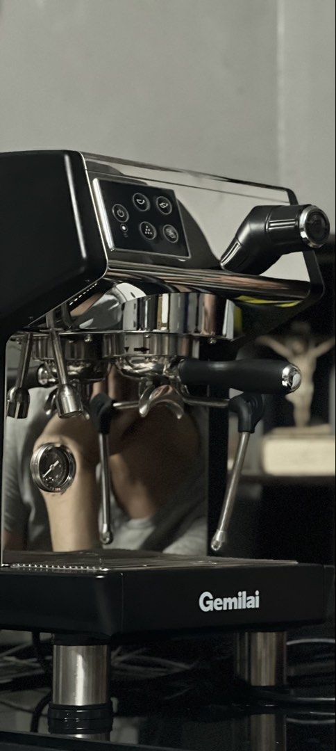 Gemilai Espresso Machine, Grinder and few accessories (Category: Coffee Machines & Makers) located in Paranaque City. Submitted by mrs_thrifty (Listing ID 1453909456, Image 1). Description: - Gemilai espresso machine 3200D - Sleek black and chrome design - Includes portafilter - Steam wand for milk frothing - Built-in pressure gauge - Ideal for making coffee drinks at home RFS: Upgrade.