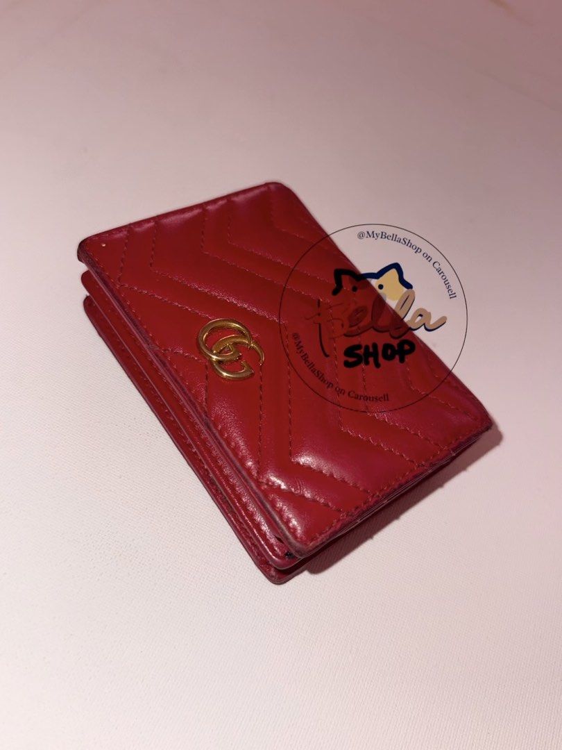 GG Marmont Card Case (Category: Luxury Bags & Wallets) located in Mandaluyong City. Submitted by mybellashop (Listing ID 1453858110, Image 1). Description: Original Gucci Marmont Bifold Wallet Signs of usage shown on photos above Needs cleaning PM for inquiries 📍Mandaluyong City .
