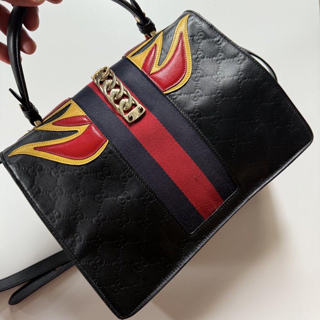 Gucci sylvie flame gg handbag sling (Category: Luxury Bags & Wallets) located in Cavite. Submitted by kalebfindsluxs (Listing ID 1453964301, Image 3). Description: Gucci sylvie flame gg handbag sling Good Sign of usage Check details - 5880 + sf Loc cavite Jnt / lalamove.