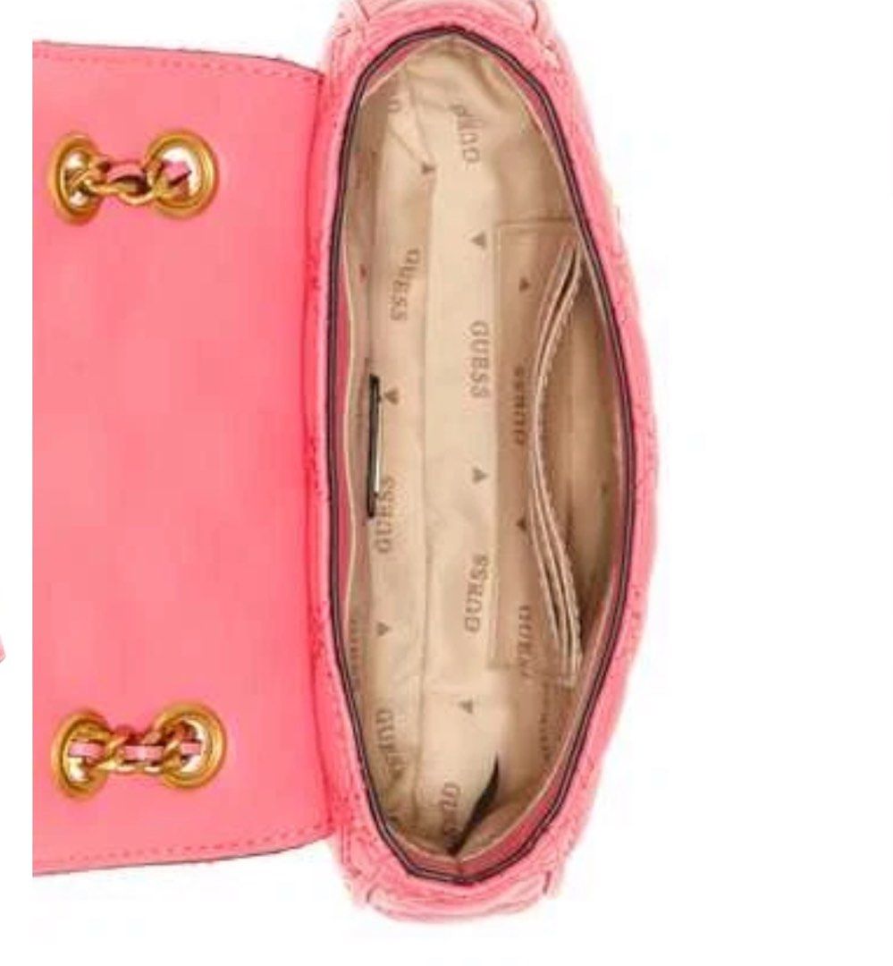 Guess Giully Mini Convertible Flap Quilted Crossbody (Category: Shoulder Bags) located in San Juan City. Submitted by riggieee (Listing ID 1453895317, Image 3). Description: - Mini sized bag; 7-3/4”W x 4-1/4”H x 1-3/4”D (width is measured across the bottom of the bag); 0.84 lbs. approx. weight -Silhouette is based off 5’9” model 12-3/5”L - 22”L convertible chain strap -Magnetic flap closure -Antique gold-tone hardware -Bought from Korea -Price sl