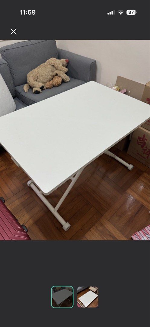 height adjustable table （分類：桌子）位於 Hong Kong。 由 youngcloud_b8345e 提交（商品編號 1453844079，圖片 1）。簡介： 可調校高度。90L 60W 71H 八鄉自取。