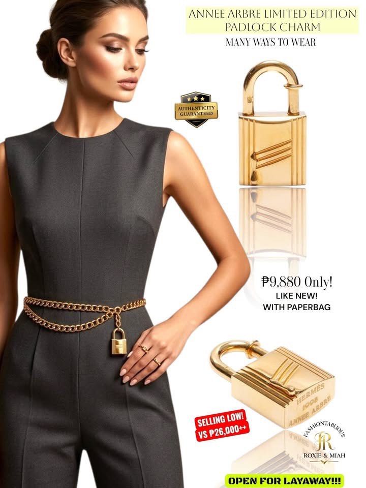 Hermes Annee Arbre Limited Edition Padlock Charm (Category: Luxury Accessories) located in Mandaluyong City. Submitted by luxprelovedbagsparadise (Listing ID 1453901900, Image 3). Description: ✨ Tiny Charm. Major Main Character Energy. ✨ Who knew one little padlock could unlock countless styling possibilities? 🔐💛 Wear it on your: 👜 Handbag 📿 Necklace 💎 Bracelet 👖 Belt loop ✨ Anywhere your outfit needs a touch of luxury. Why pay ₱26,000++ wh
