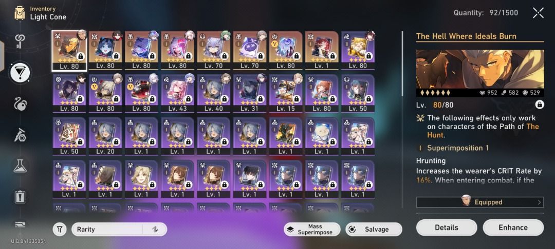 Honkai Star Rail Account - Archer e2 prem. Team silverwolf999 prem. Team (Category: Others) located in Caloocan City. Submitted by keitasenpai990 (Listing ID 1453898016, Image 2). Description: - Level 80/80 Archer (fully upgraded) - The Hunt Light Cone (fully upgraded, Superimposition 5) - Numerous other characters and light cones included - Ideal for new players or expanding your collection.