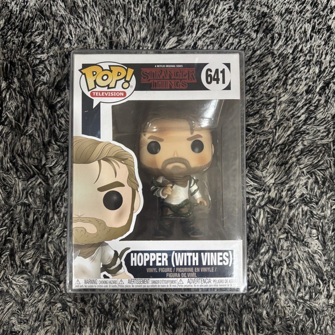 Hopper (With Vines) Stranger Things Funko Pop #641 (Category: Designer & Blind Box Toys) located in Pasig City. Submitted by dr1zzy (Listing ID 1453855357, Image 1). Description: - Stranger Things Hopper figure Condition: 9/10 with free protector .
