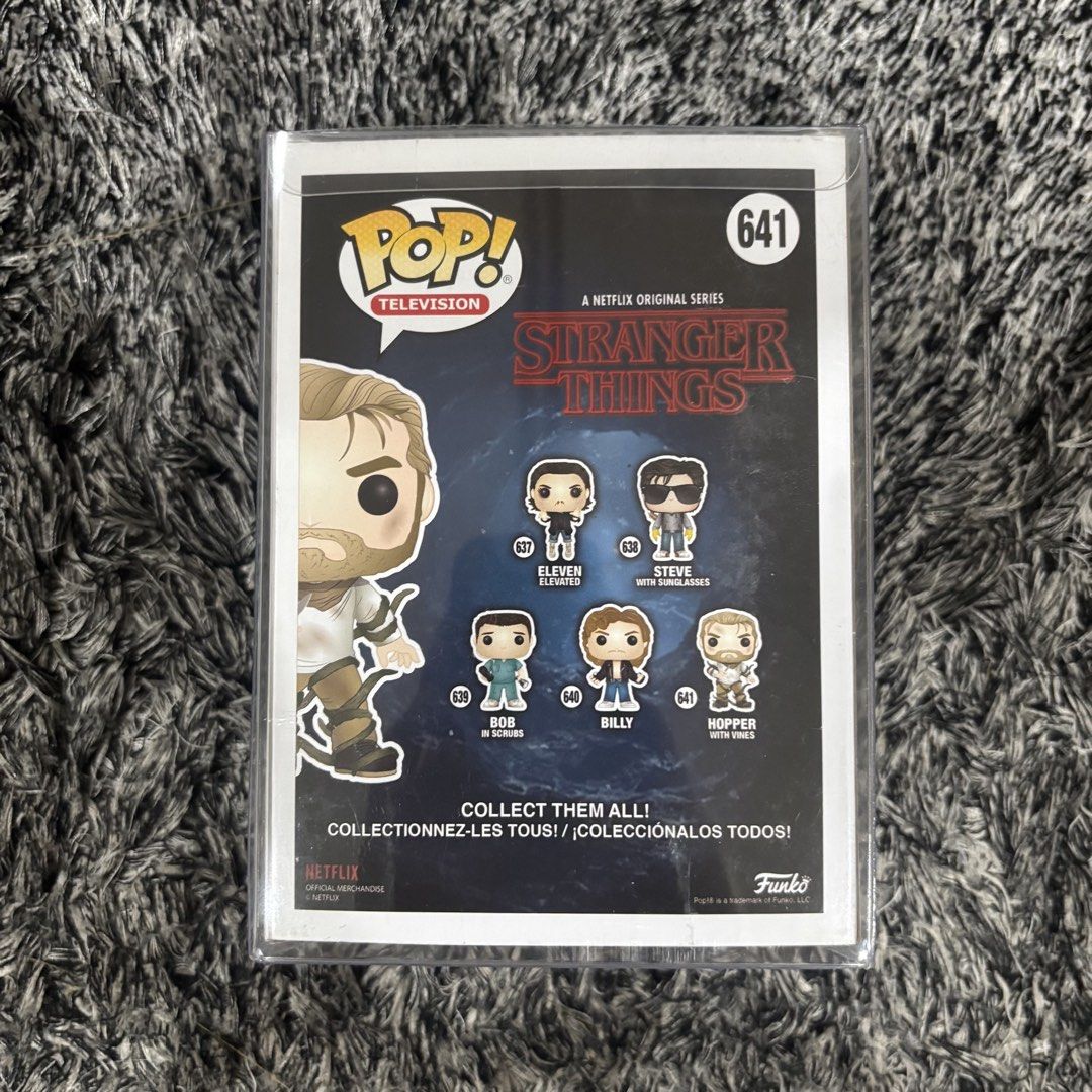 Hopper (With Vines) Stranger Things Funko Pop #641 (Category: Designer & Blind Box Toys) located in Pasig City. Submitted by dr1zzy (Listing ID 1453855357, Image 2). Description: - Stranger Things Hopper figure Condition: 9/10 with free protector .