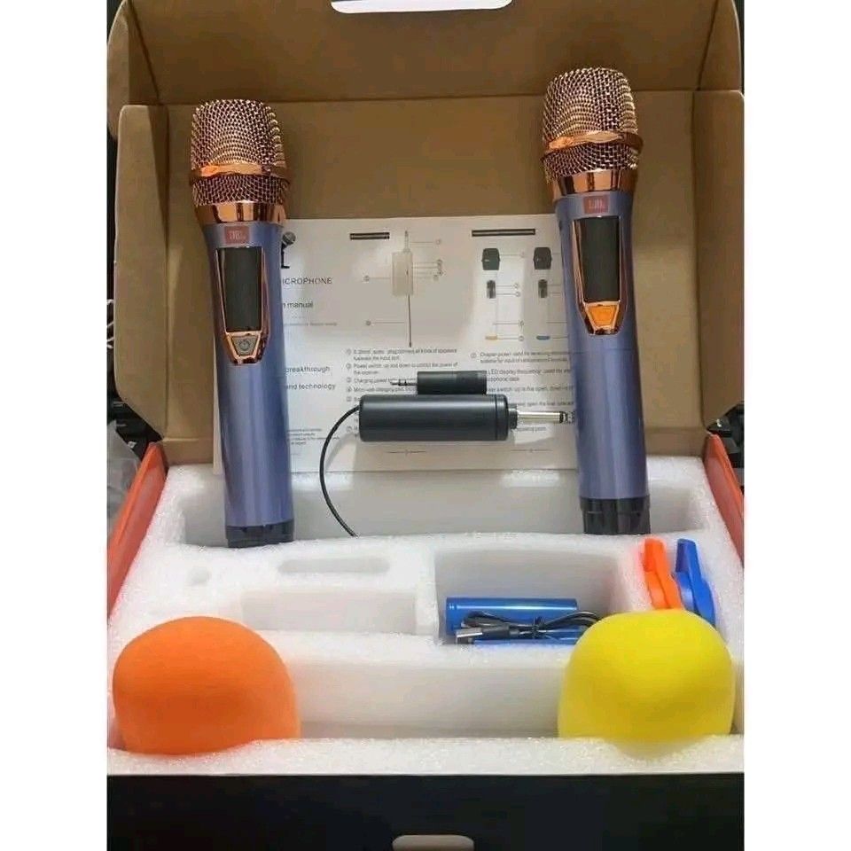 JBL 60S Wireless Microphone Set (Category: Microphones) located in Manila. Submitted by marvieobordo (Listing ID 1453894912, Image 2). Description: - JBL 60S Wireless Microphone System - Includes 2 Microphones and 1 Receiver - UHF Wireless Technology - DC 5V Charging Port - Ideal for Karaoke, Live Performances, and Multimedia Projects - Comes with Mic Covers and Charging Cables.