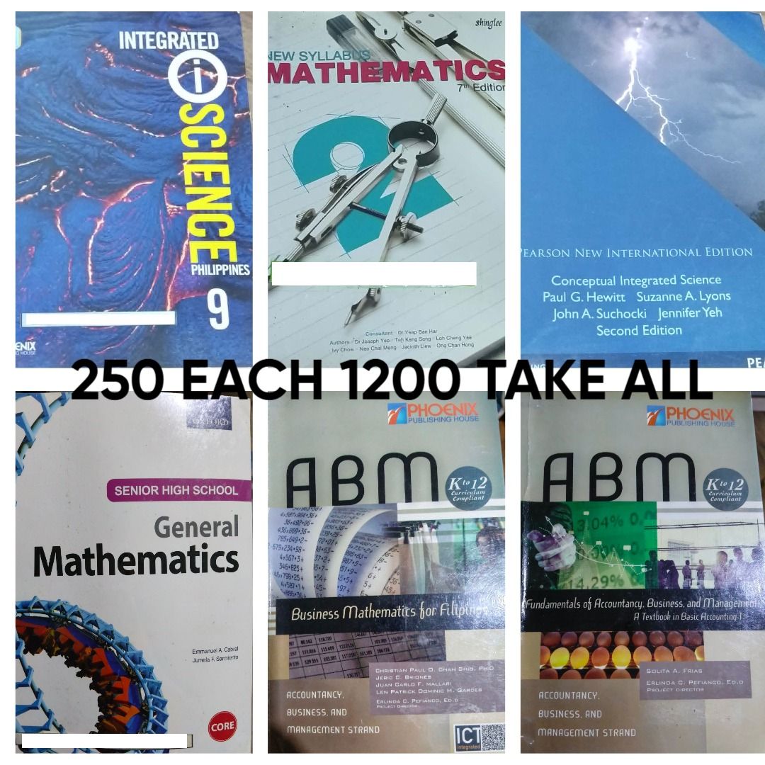 Jose Rizal Books & School Textbooks (Category: Textbooks) located in Manila. Submitted by mharjcloud39459 (Listing ID 1453842949, Image 2). Description: - Jose Rizal's Noli Me Tangere: P250 each - Adarna Dictionary: P250 each - High School Textbooks Available: - Integrated Science: P250 - Mathematics (7th Ed.): P250 - General Mathematics: P250 - Business Mathematics: P250 - Fundamentals of Accountancy, Business, and Management (FABM): P250 - Bund