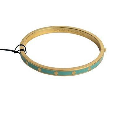 Kate Spade Mint Green Spade Bangle Bracelet (Nego) (Category: Luxury Accessories) located in Malabon City. Submitted by catlaina (Listing ID 1453928697, Image 1). Description: Mint Green with Gold tone Stamped gold spades on sides Comes with a Kate Spade Jewelry Pouch Purchased in Taiwam Negotiable price for sure buyer.