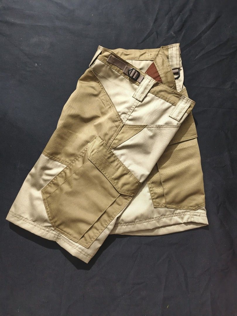 Khaki Cargo Shorts with Tan Accents (Category: Shorts) located in Manila. Submitted by daud_tailoring (Listing ID 1453908408, Image 2). Description: DIMENSIONS: WAIST LINE- 36' LENGTH- 21'. 5" - Khaki cargo shorts with stylish tan paneling - Ample storage with multiple pockets - Belt loops for a customizable fit - Secure button and zip closure - Ideal for outdoor activities and everyday casual wear - Designed for a comfortable fit.