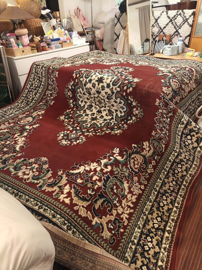 Large Oriental Persian Style Area Rug Carpet (Category: Carpets, Mats & Flooring) located in Makati City. Submitted by candyhinojales (Listing ID 1453885475, Image 1). Description: - Beautiful large rug - Classic oriental design - Rich red color with intricate cream, blue, and green patterns - Adds warmth and style to any living space or bedroom - Good size for a living room or large area - Floor not included.