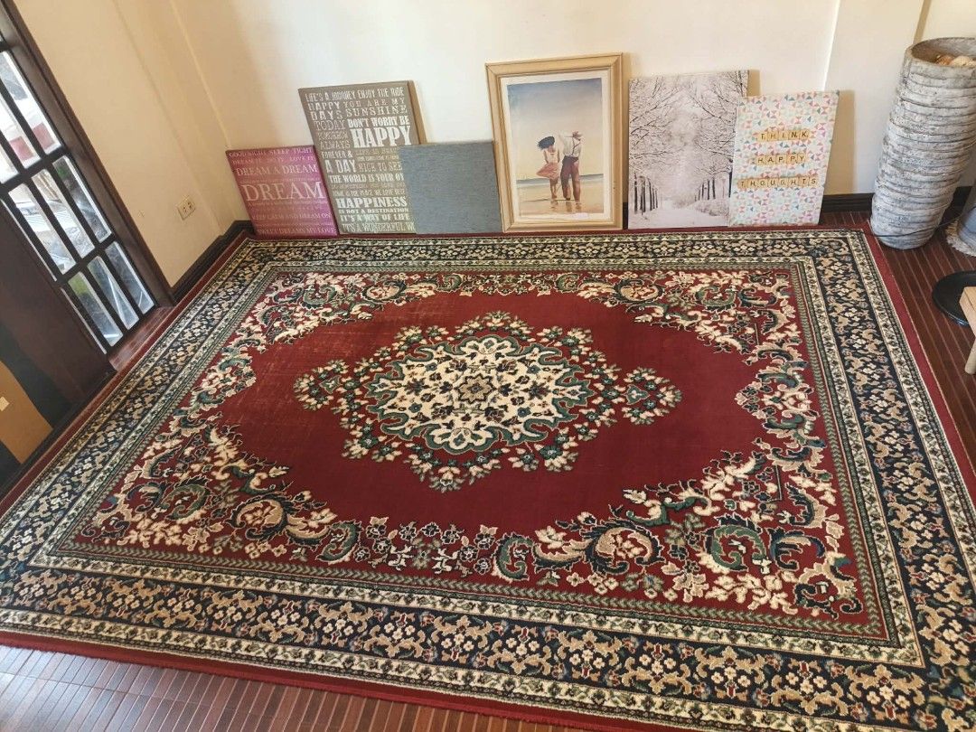 Large Oriental Persian Style Area Rug Carpet (Category: Carpets, Mats & Flooring) located in Makati City. Submitted by candyhinojales (Listing ID 1453885475, Image 3). Description: - Beautiful large rug - Classic oriental design - Rich red color with intricate cream, blue, and green patterns - Adds warmth and style to any living space or bedroom - Good size for a living room or large area - Floor not included.