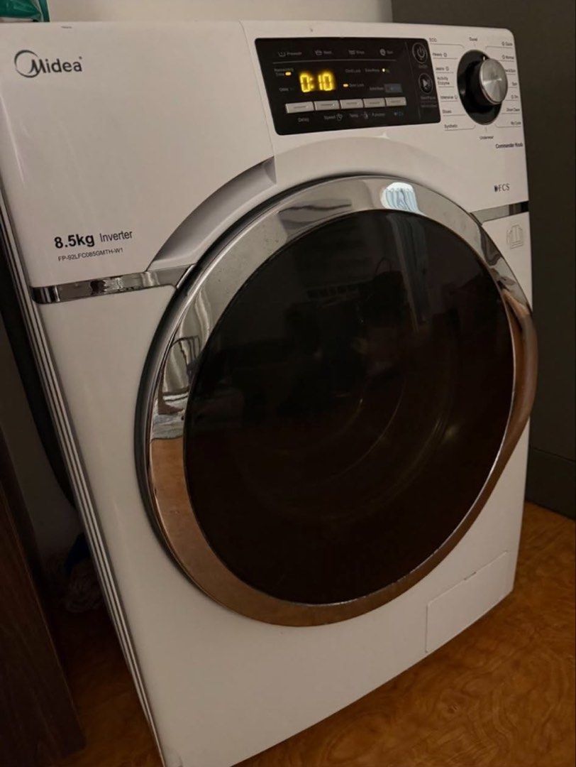 Midea 8.5kg Inverter Front Load Washing Machine + Dryer (Category: Washing Machines and Dryers) located in Cainta. Submitted by cubic01 (Listing ID 1452584425, Image 1). Description: - Midea 8.5kg Inverter Front Load Washing Machine with Dryer - Model: FP-85LFC080MTW-W1 - Clean drum interior - Excellent working condition -Not more than 10x used -Bought 34,995 at Abenson 60L 89H 50w -Rfs, moving out -Pick up at Brookside Cainta.