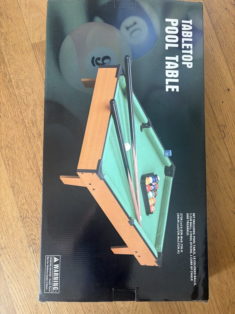 Mini Pool Table (Category: Board Games & Puzzles) located in Singapore. Submitted by JamieHudson (Listing ID 1453860026, Image 1). Description: Good and fun for kids. Only used a few times and very new. No missing part or ball..
