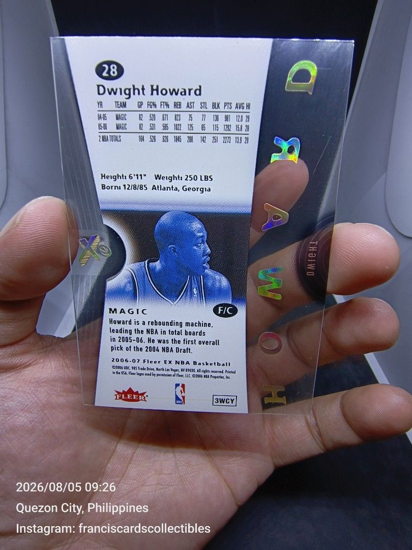 NBA Card - DWIGHT HOWARD #28 (FLEER EX) YEAR 2006-07 (Category: Raw Singles) located in Quezon City. Submitted by 710francis (Listing ID 1453820482, Image 2). Description: *1,700 Pesos *FLEER EX (NBA) / YEAR 2006-07 🏀 MVB *DWIGHT HOWARD #28 *JUST MESSAGE FOR MORE INQUIRIES....