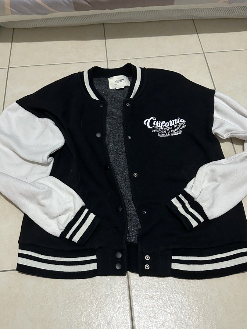 Pull&Bear Varsity Jacket (Category: Coats, Jackets and Outerwear) located in Singapore. Submitted by spinnnyi (Listing ID 1453985185, Image 1). Description: -S size bought the wrong size, never worn before but good condition .