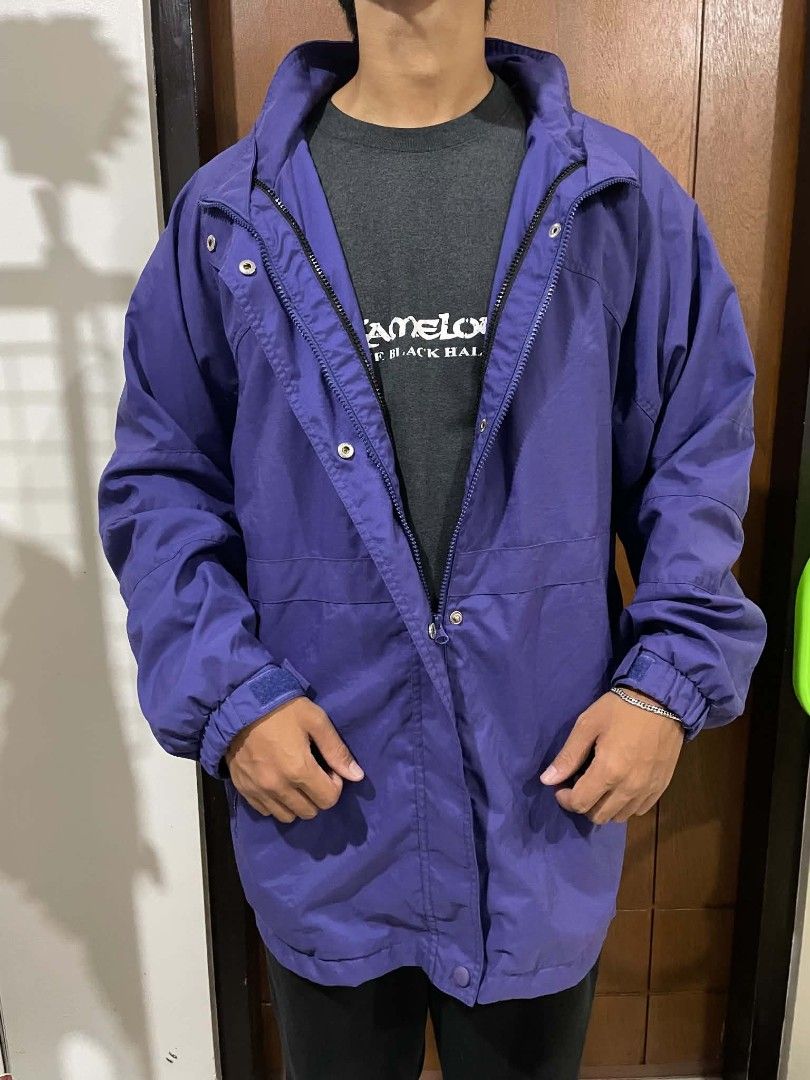 Purple Windbreaker Jacket 90s Style Windbreaker Jacket (Category: Coats, Jackets and Outerwear) located in Angeles City. Submitted by Yamsninenine (Listing ID 1453856860, Image 3). Description: PURP WINDBREAKER ⬅️swipe ▪️L23 W18.7 S18.5 ▪️Large ▪️ Great- Condition 9/10 ▪️ Appearance Ube🍦color Regular fit Polyester Functional buttons & zips 🏷️Grab: ₱399 📌Always read info and check the details before buying. 📌Payment comes first policy 📌Commen