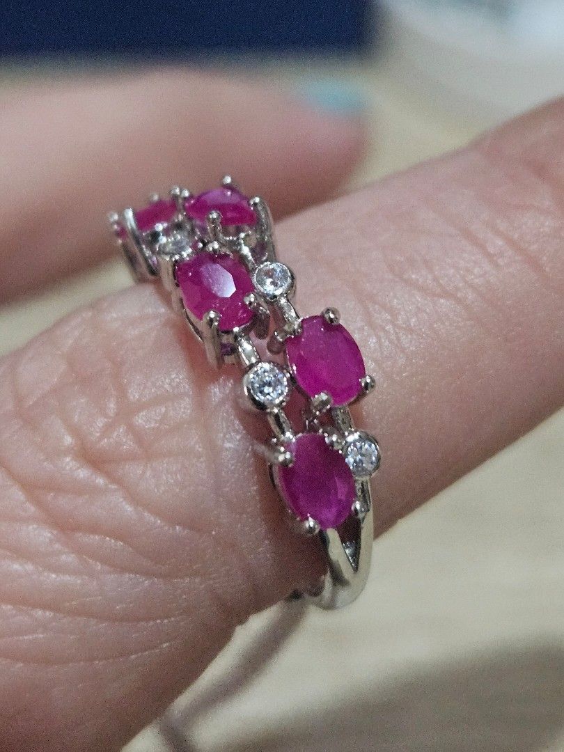 Ruby Stone Sattelite Band Ring (Category: Rings) located in Cainta. Submitted by Kahi0410 (Listing ID 1453840556, Image 2). Description: Natural Stone Platinum filled setting Adjustable ring Non fade Hypoallergenic Safe for acidic, sensitive skin.