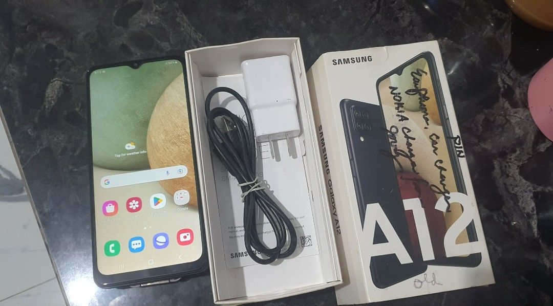 Samsung A12 (Category: Samsung) located in Manila. Submitted by mobilelegendsmythic (Listing ID 1453834805, Image 1). Description: Selling my samsung A12 Ready to use no issue Complete package : Box manuals and charger Location: Taytay, Rizal.